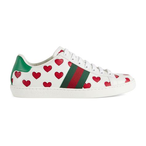 gucci heart sneakers|gucci ace studded sneakers.